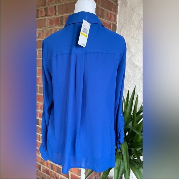 NWT - Michael Kors Women’s Lightweight Half-Zip Blouse (Royal Blue, Medium) - Picture 3 of 5
